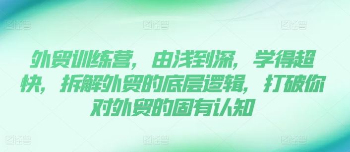 外贸训练营，由浅到深，学得超快，拆解外贸的底层逻辑，打破你对外贸的固有认知-飞哥网创