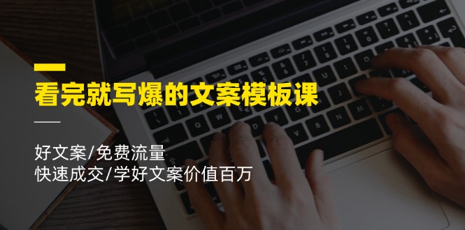 看完就写爆的文案模板课，好文案/免费流量/快速成交/学好文案价值百万-飞哥网创